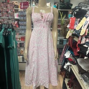 Women’s Pink Tie-Front A-Line Dress